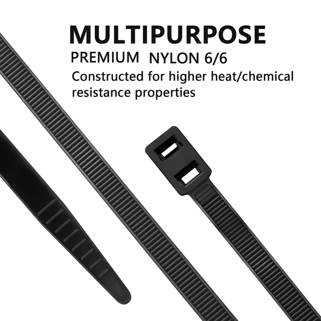 Alt view image 3 of 6 - 100 PCS 12 inch Double Lock Black Zip ties Heavy duty, Double Head Design, 120lb Tensile Strength, UV Resistant Cable Ties for indoor and outdoor use