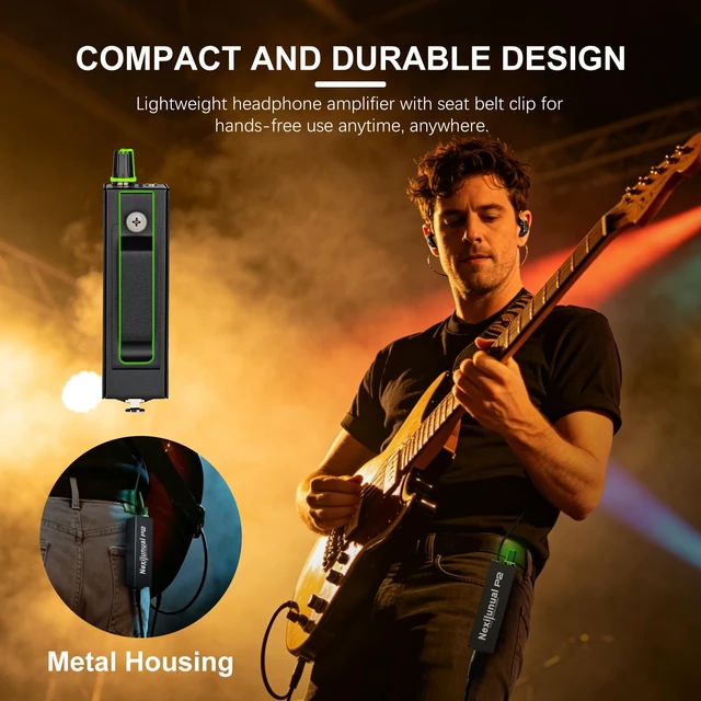 Alt view image 6 of 7 - P2 Portable in-Ear Monitor Amplifier Personal Headphone Amp IEM Amp with XLR/TRS Input 3.5mm Output, Stereo/Mono Switch, 7 Color Light, Belt Clip for Drummer, Guitarists, DIP Switch