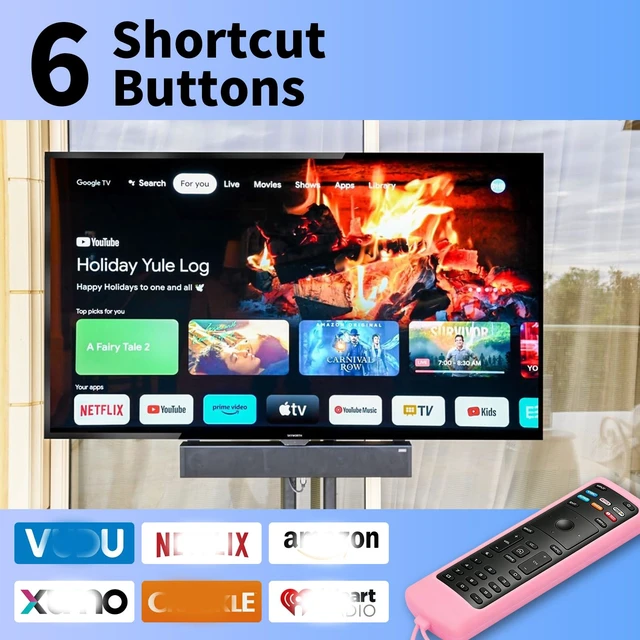 Alt view image 6 of 7 - (Pack of 2) Replacement Remote Control Fit Vizio Smart TV Remote with Anti-Lost Soft Glowing Silicone Cover & Mount Hook, Universal for Vizio All Smart LCD LED HD UHD HDR 4K TVs(Blue & Pink)