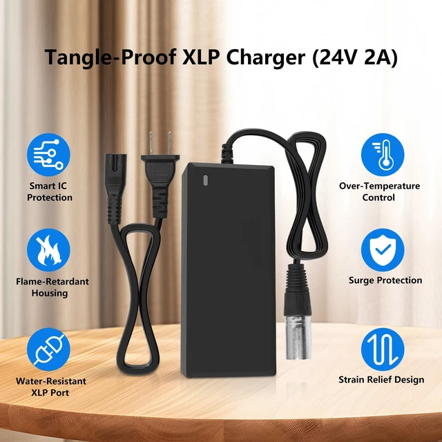 Alt view image 6 of 7 - 24V 2A 3-Pin XLR Connector Charger Substitute for 25.2V 29.4V Vacuum cleaner model E-4.0 4.5 E-4.5, 400 E-400 450 650 500 E500 750 E750