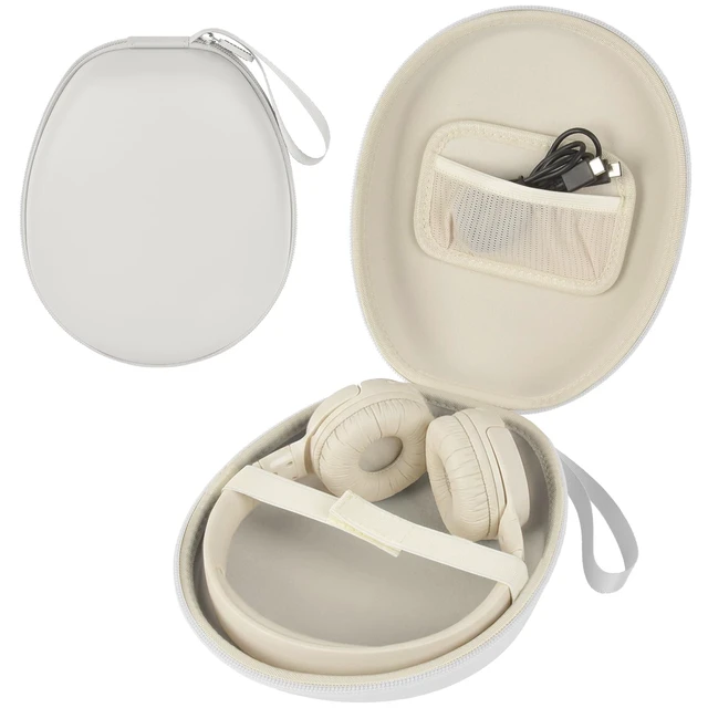Main image of Hard Headphone Case for JBL/for Sony/for Beats/for Anker for Bose/ for Apple/ for JLab, Elastic Strap, Mesh Pocket, Nylon, Home, Travel, Luggage, Commuting, Case Only, White