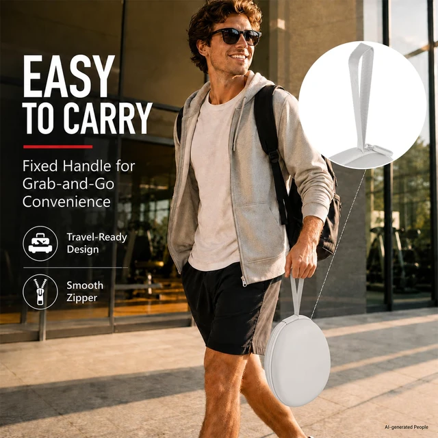 Alt view image 7 of 7 - Hard Headphone Case for JBL/for Sony/for Beats/for Anker for Bose/ for Apple/ for JLab, Elastic Strap, Mesh Pocket, Nylon, Home, Travel, Luggage, Commuting, Case Only, White