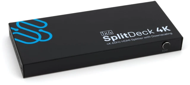Main image of SplitDeck 4K, 4K 60Hz HDMI Splitter with Downscaling to 1080p, 1x4 4K 60Hz, Downscaling to 1080p - Automatic, Downscaling, and EDID modes
