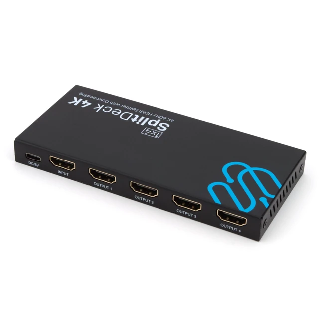 Alt view image 2 of 4 - SplitDeck 4K, 4K 60Hz HDMI Splitter with Downscaling to 1080p, 1x4 4K 60Hz, Downscaling to 1080p - Automatic, Downscaling, and EDID modes
