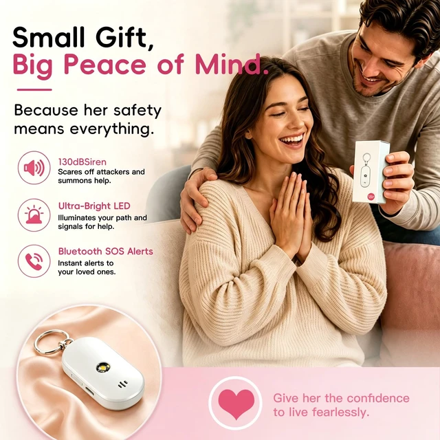 Alt view image 4 of 7 - Personal Safety Alarm for Women, 130dB Rechargeable Keychain Alarm with Bluetooth SOS Alerts, Dual Speakers, Strobe Light, Low Battery Reminder, USB-C Emergency Siren for Travel(White)