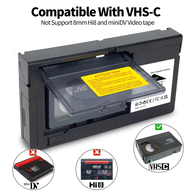 Alt view image 6 of 6 - VHS-C Cassette Adapter Compatible with VHS-C SVHS Camcorders JVC RCA Panasonic Motorized