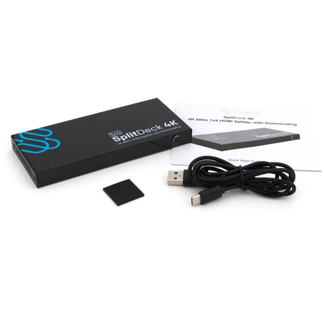 Alt view image 3 of 4 - SplitDeck 4K, 4K 60Hz HDMI Splitter with Downscaling to 1080p, 1x4 4K 60Hz, Downscaling to 1080p - Automatic, Downscaling, and EDID modes