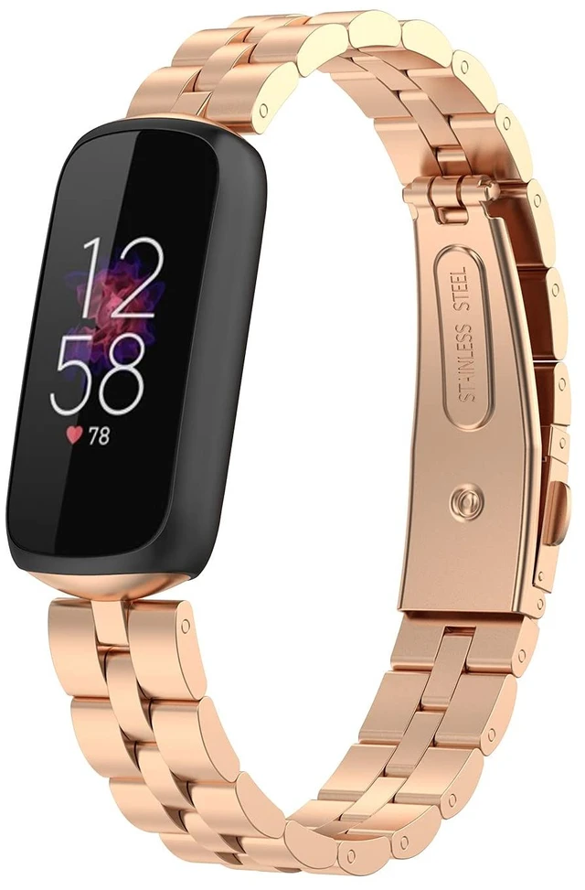 Main image of Bands Compatible with Fitbit Luxe Metal Stainless Steel Watch Band Replacement Classic Durable Solid Link Accessory Buckle Metal Strap Wrist Band for Luxe Fitness Wellness Tracker
