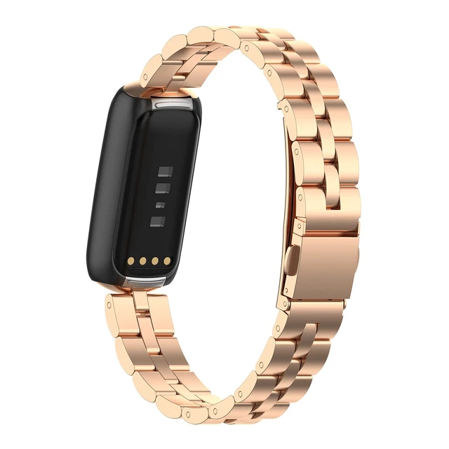 Alt view image 2 of 7 - Bands Compatible with Fitbit Luxe Metal Stainless Steel Watch Band Replacement Classic Durable Solid Link Accessory Buckle Metal Strap Wrist Band for Luxe Fitness Wellness Tracker
