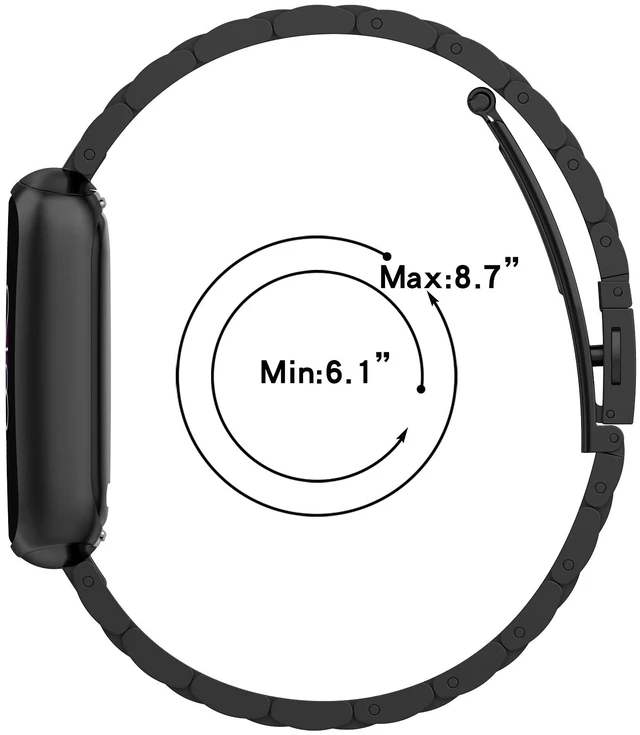 Alt view image 3 of 7 - Bands Compatible with Fitbit Luxe Metal Stainless Steel Watch Band Replacement Classic Durable Solid Link Accessory Buckle Metal Strap Wrist Band for Luxe Fitness Wellness Tracker