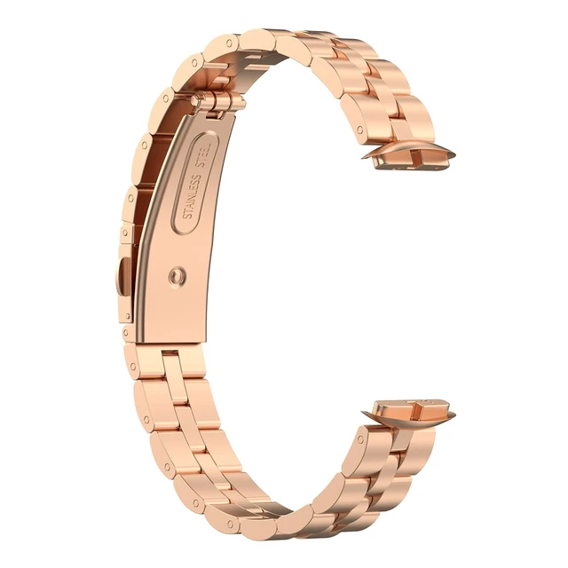 Alt view image 5 of 7 - Bands Compatible with Fitbit Luxe Metal Stainless Steel Watch Band Replacement Classic Durable Solid Link Accessory Buckle Metal Strap Wrist Band for Luxe Fitness Wellness Tracker