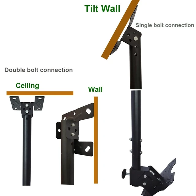 Alt view image 3 of 7 - Adjustable Ceiling TV Wall Mount Bracket Compatible with 14-42" Plasma LCD LED Monitor Flat Panel Screen Displays Tilt/ 360° Swivel
