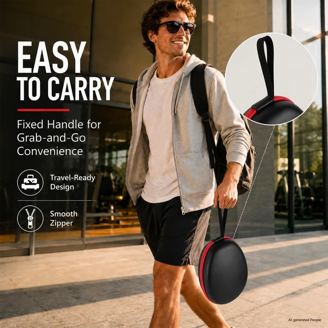 Alt view image 7 of 7 - Hard Headphone Case for JBL/for Sony/for Beats/for Anker for Bose/ for Apple/ for JLab, Elastic Strap, Mesh Pocket, Nylon, Home, Travel, Luggage, Commuting, Case Only, Red Zipper