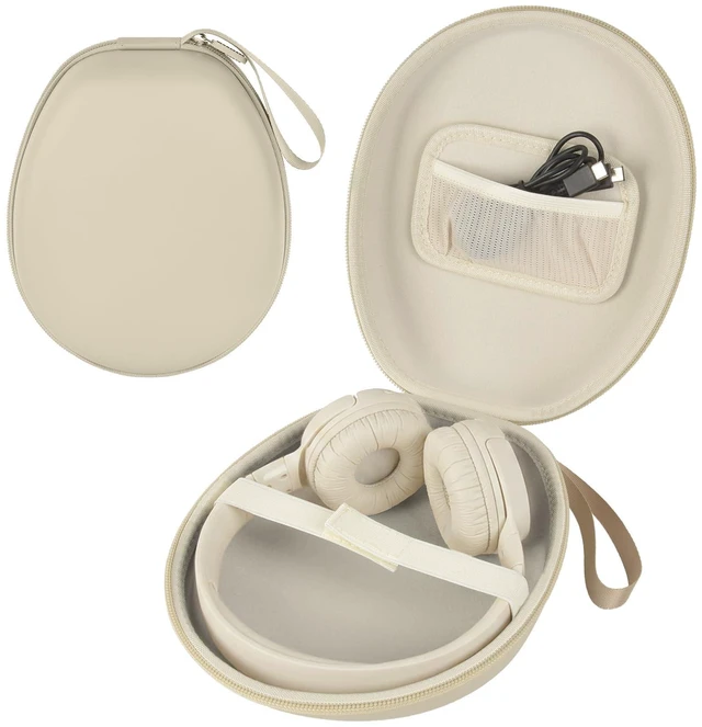 Main image of Hard Headphone Case for JBL/for Sony/for Beats/for Anker for Bose/ for Apple/ for JLab, Elastic Strap, Mesh Pocket, Nylon, Home, Travel, Luggage, Commuting, Case Only, Khaki