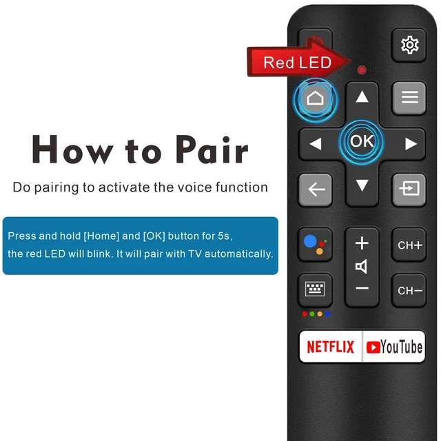 Alt view image 6 of 7 - Smart Remote Compatbile with TCL Remote Control Replacement, Voice Control, New Upgraded RC802V Universal for TCL TV remotes, Google, Android Smart TVs, Control para remoto