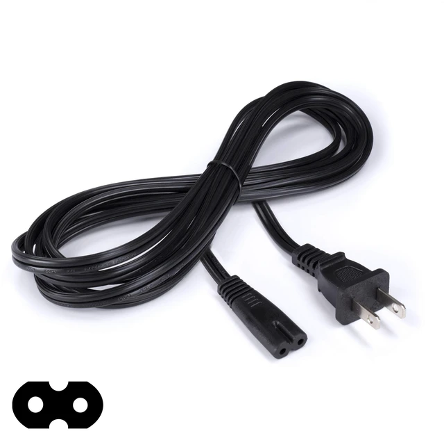 Alt view image 2 of 7 - Figure-8 Power Cord 15 FT - Non-Polarized Cord For Satellite, CATV, Game Systems - NEMA 1-15P to C7 C8 / IEC 320 - UL Listed 2-Prong Power Cable 15 Feet (4 Meters), Black