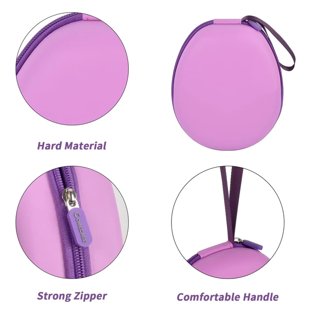 Alt view image 4 of 7 - Hard Headphone Case for JBL/for Sony/for Beats/for Anker for Bose/ for Apple/ for JLab, Elastic Strap, Mesh Pocket, Nylon, Home, Travel, Luggage, Commuting, Case Only, Purple