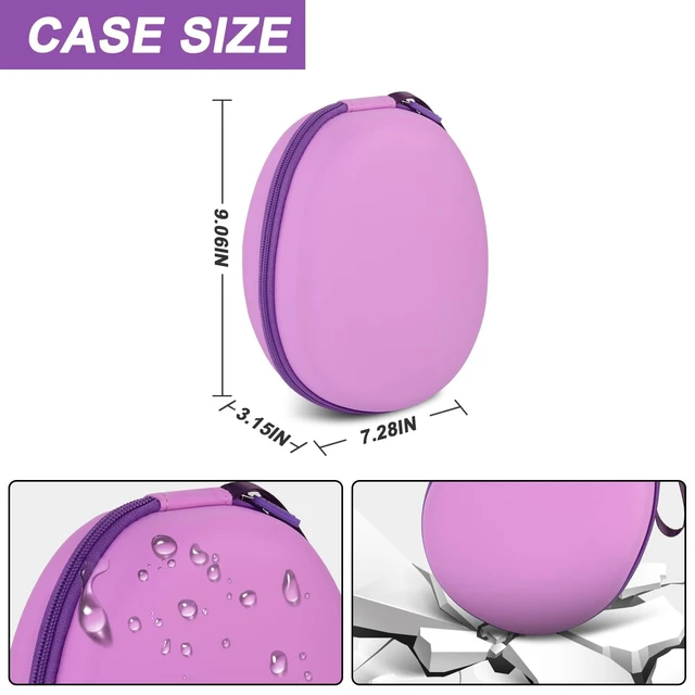 Alt view image 5 of 7 - Hard Headphone Case for JBL/for Sony/for Beats/for Anker for Bose/ for Apple/ for JLab, Elastic Strap, Mesh Pocket, Nylon, Home, Travel, Luggage, Commuting, Case Only, Purple
