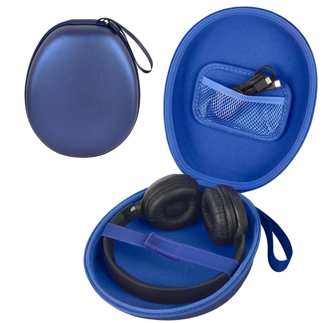 Main image of Hard Headphone Case for JBL/for Sony/for Beats/for Anker for Bose/ for Apple/ for JLab, Elastic Strap, Mesh Pocket, Nylon, Home, Travel, Luggage, Commuting, Case Only, Blue