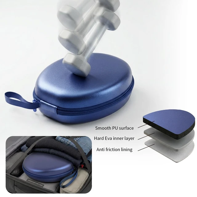 Alt view image 3 of 7 - Hard Headphone Case for JBL/for Sony/for Beats/for Anker for Bose/ for Apple/ for JLab, Elastic Strap, Mesh Pocket, Nylon, Home, Travel, Luggage, Commuting, Case Only, Blue