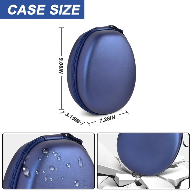 Alt view image 5 of 7 - Hard Headphone Case for JBL/for Sony/for Beats/for Anker for Bose/ for Apple/ for JLab, Elastic Strap, Mesh Pocket, Nylon, Home, Travel, Luggage, Commuting, Case Only, Blue