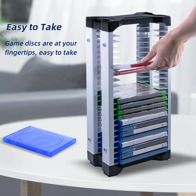 Alt view image 7 of 7 - Video Game Storage Stand Tower for PS5/PS4/NS Switch/Switch2/Xbox, Video Game Disk Storage & Controller Headset Holder Kit, Game Disc Holder Vertical Stand Organizer Tower