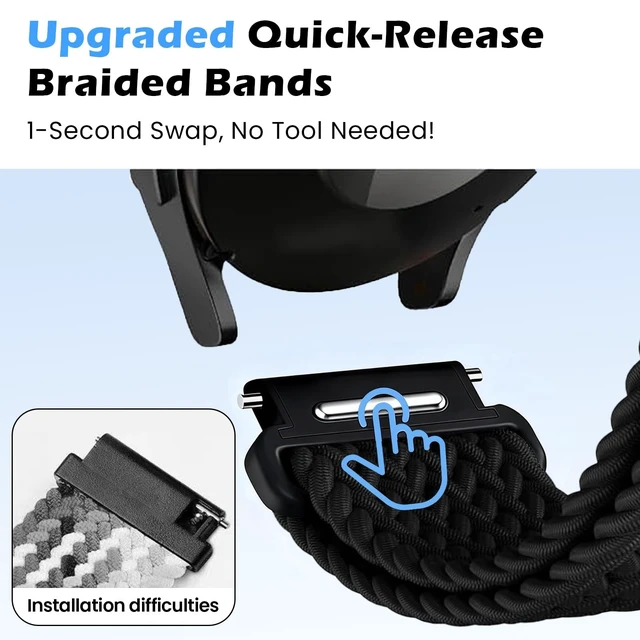 Alt view image 3 of 7 - Band Compatible with Coros Pace 4/3 Apex 2 Pro/Apex Pro - Stretchy One-click quick release stretchy nylon braid strap with magnetic clasp. Breathable & comfortable. Fits Apex 46mm