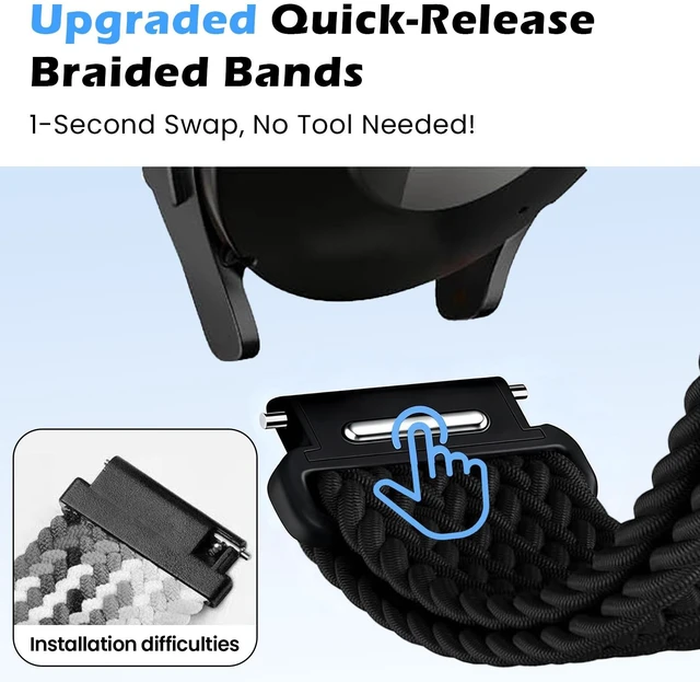 Alt view image 2 of 7 - Band Compatible with Coros Pace 4/3 Apex 2 Pro/Apex Pro - Stretchy One-click quick release stretchy nylon braid strap with magnetic clasp. Breathable & comfortable. Fits Apex 46mm
