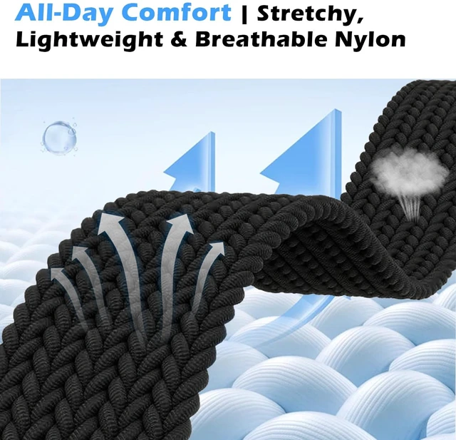 Alt view image 3 of 7 - Band Compatible with Coros Pace 4/3 Apex 2 Pro/Apex Pro - Stretchy One-click quick release stretchy nylon braid strap with magnetic clasp. Breathable & comfortable. Fits Apex 46mm