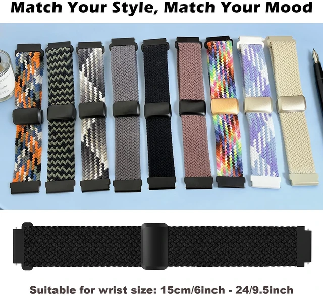 Alt view image 5 of 7 - Band Compatible with Coros Pace 4/3 Apex 2 Pro/Apex Pro - Stretchy One-click quick release stretchy nylon braid strap with magnetic clasp. Breathable & comfortable. Fits Apex 46mm