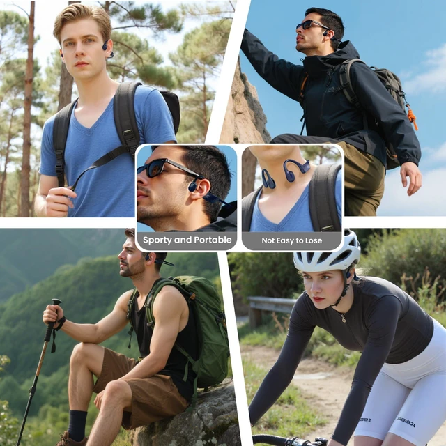 Alt view image 4 of 7 - Open-Ear Bluetooth Bone Conduction Sport Headphones Sweat Resistant Wireless Earphones Open Ear Earbuds Wireless Bluetooth Headset with Mic for Fitness Workouts Running,Built-in Mic, Blue