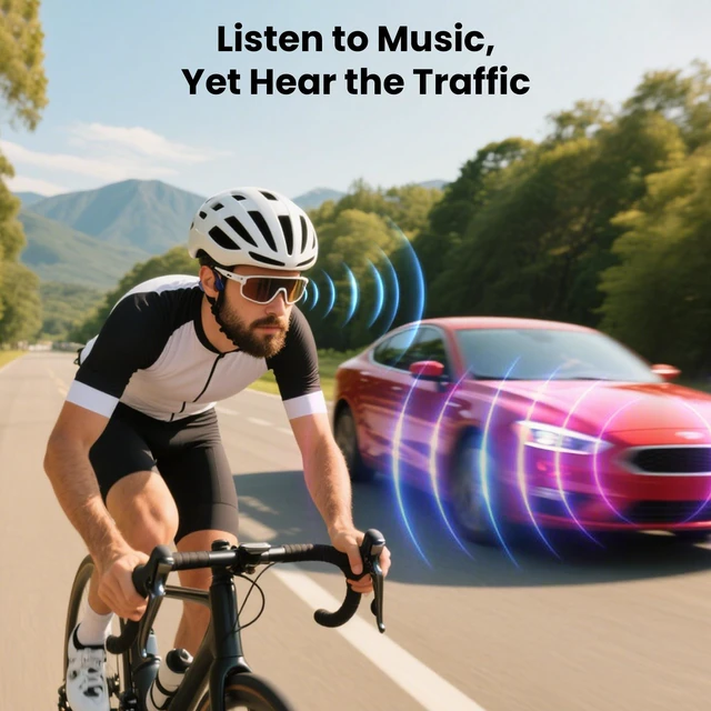 Alt view image 6 of 7 - Open-Ear Bluetooth Bone Conduction Sport Headphones Sweat Resistant Wireless Earphones Open Ear Earbuds Wireless Bluetooth Headset with Mic for Fitness Workouts Running,Built-in Mic, Blue