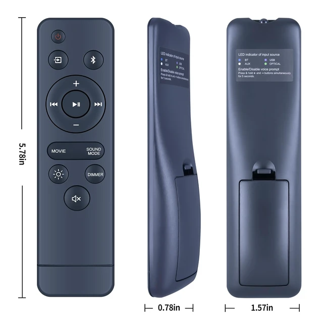 Alt view image 3 of 4 - Replacement Remote for Onn 20 Inch 100075108 Black Soundbar No Programming, Fast Response, Stable Signal