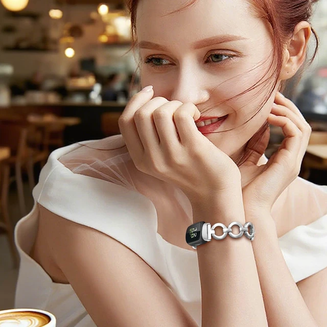 Alt view image 2 of 7 - Women Band for Fitbit Inspire 3 / Inspire 2 HR Dressy Jewelry Stainless Steel Strap