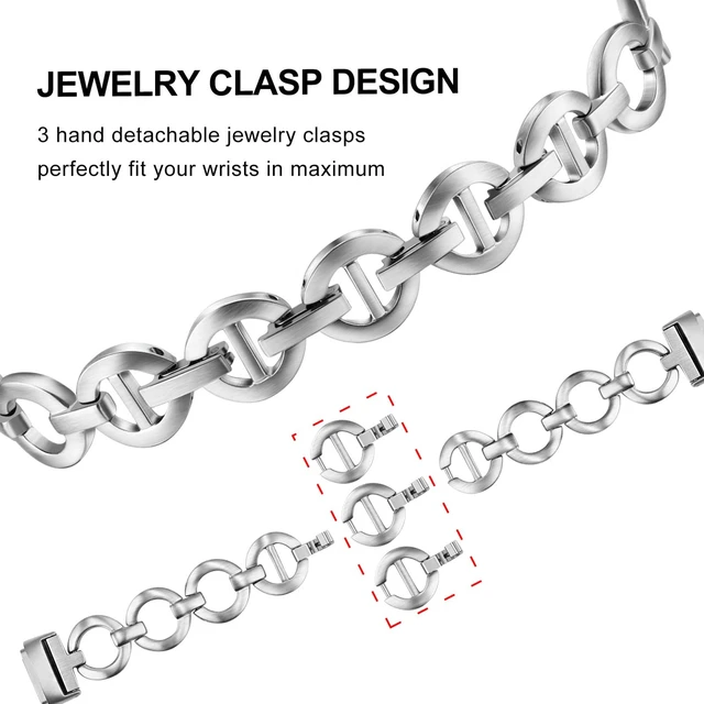 Alt view image 5 of 7 - Women Band for Fitbit Inspire 3 / Inspire 2 HR Dressy Jewelry Stainless Steel Strap