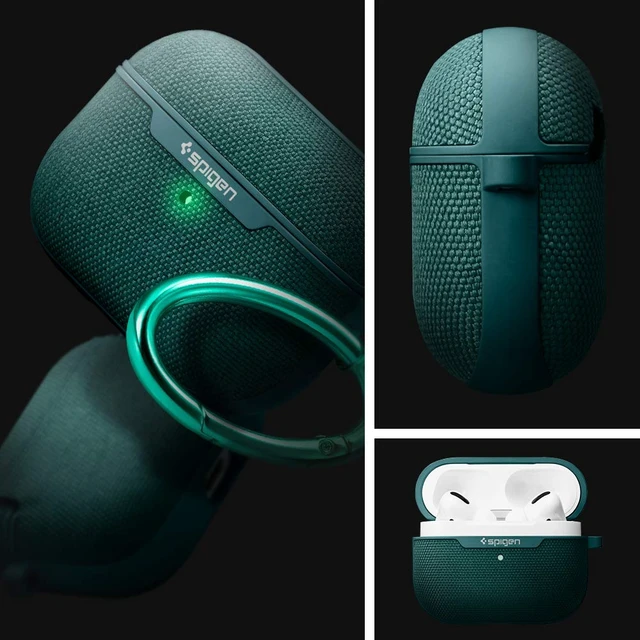 Alt view image 2 of 7 - Urban Fit Designed for AirPods Pro Case (2019) Premium Fabric, Carabiner Included, Wireless Charging Compatible, Midnight Green