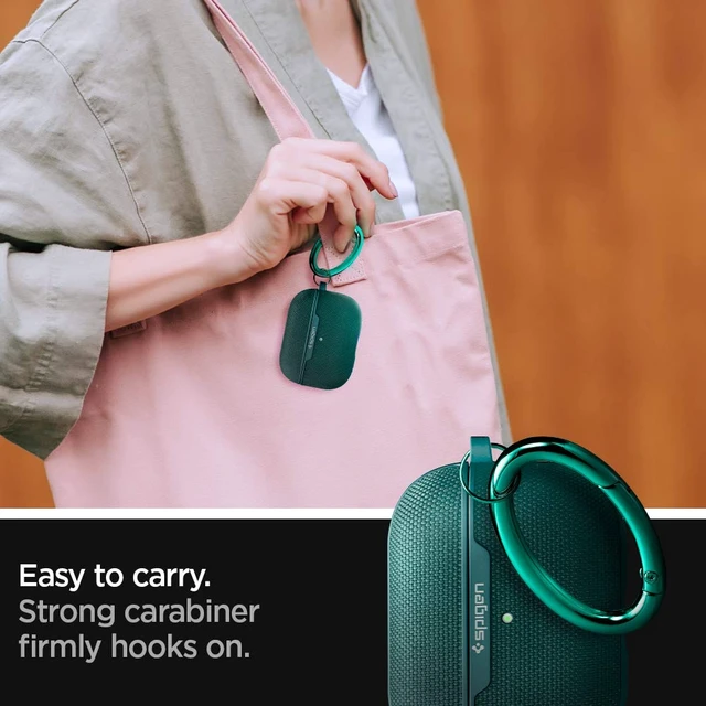 Alt view image 4 of 7 - Urban Fit Designed for AirPods Pro Case (2019) Premium Fabric, Carabiner Included, Wireless Charging Compatible, Midnight Green