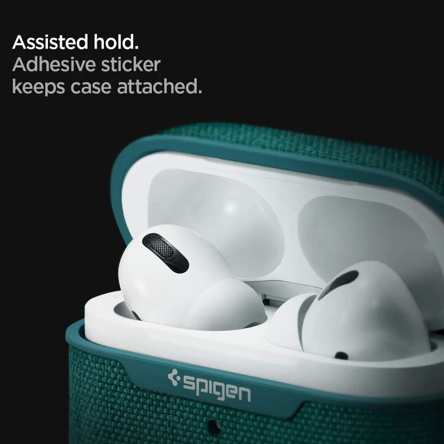 Alt view image 6 of 7 - Urban Fit Designed for AirPods Pro Case (2019) Premium Fabric, Carabiner Included, Wireless Charging Compatible, Midnight Green