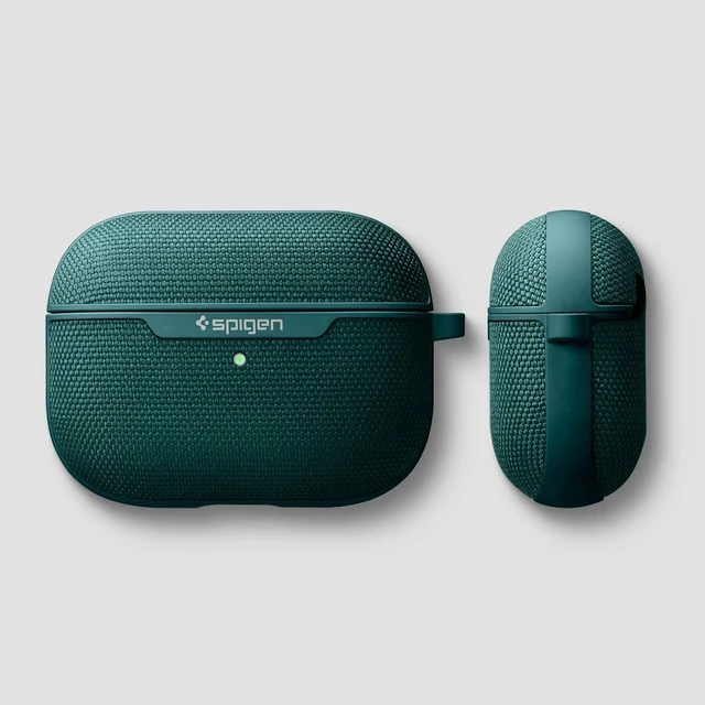 Alt view image 7 of 7 - Urban Fit Designed for AirPods Pro Case (2019) Premium Fabric, Carabiner Included, Wireless Charging Compatible, Midnight Green