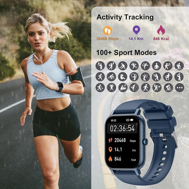 Alt view image 6 of 7 - Smart Watch for Men Women (Answer/Make Calls), 1.85" HD fitness tracker, 110+ Sport Modes smartwatch with Heart Rate Sleep Monitor Step Counter, pedometer, IP68 Waterproof, Compatible with Android iOS