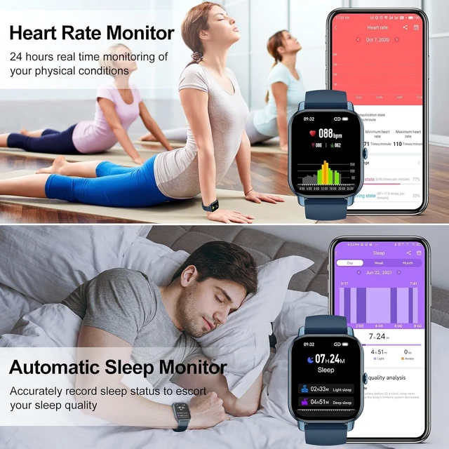 Alt view image 7 of 7 - Smart Watch for Men Women (Answer/Make Calls), 1.85" HD fitness tracker, 110+ Sport Modes smartwatch with Heart Rate Sleep Monitor Step Counter, pedometer, IP68 Waterproof, Compatible with Android iOS