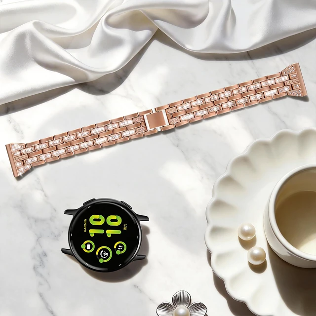 Alt view image 4 of 7 - 18mm Bling Metal Compatible with Garmin Venu 4 41mm Watch Band/Venu 3S 41mm/Vivoactive 4S/Vivomove 3S/Venu 2S/Forerunner 255S 265S, Metal Rhinestone Bling Bracelet Wristband for Women Men