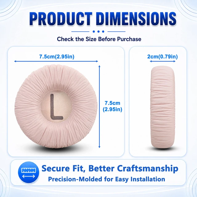 Alt view image 6 of 7 - Replacement Ear Pads for JBL Tune 600(T600BTNC 600BTNC)/660(T660NC 660NC)/670(T670NC 670NC) Headphone, Extra Thick Cushions, Ear Cups Cover, Textured PU LeatherMemory Foam Headset Earpads (Pink)