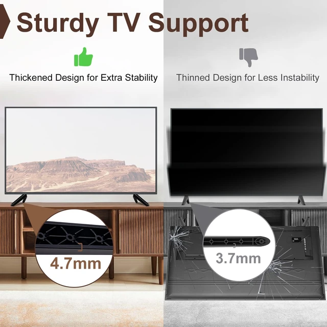 Alt view image 3 of 7 - TV Stand Legs Only for 32 40 42 43 45 49 50 Inch Screens TVs Listed Not Universal, Table Top TV Stand Legs Replacement with Screws, No Drilling, Easy Installation, Black