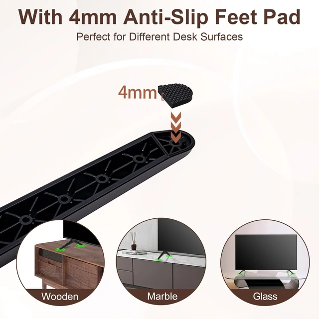 Alt view image 4 of 7 - TV Stand Legs Only for 32 40 42 43 45 49 50 Inch Screens TVs Listed Not Universal, Table Top TV Stand Legs Replacement with Screws, No Drilling, Easy Installation, Black