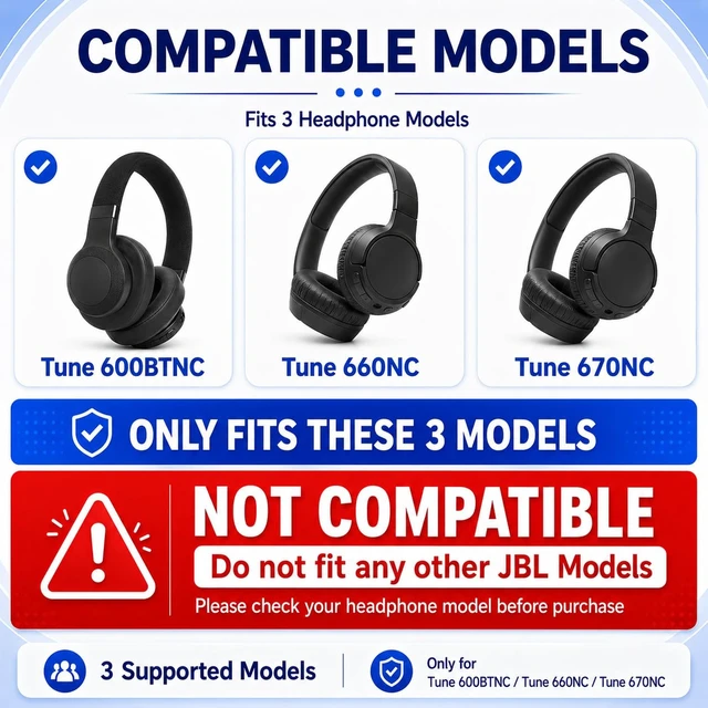 Alt view image 2 of 7 - Replacement Ear Pads for JBL Tune 600(T600BTNC 600BTNC)/660(T660NC 660NC)/670(T670NC 670NC) Headphone, Extra Thick Cushions, Ear Cups Cover, Textured PU LeatherMemory Foam Headset Earpads (Pink)