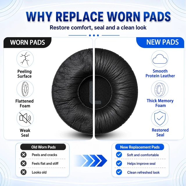 Alt view image 3 of 7 - Replacement Ear Pads for JBL Tune 600(T600BTNC 600BTNC)/660(T660NC 660NC)/670(T670NC 670NC) Headphone, Extra Thick Cushions, Ear Cups Cover, Textured PU LeatherMemory Foam Headset Earpads (Pink)