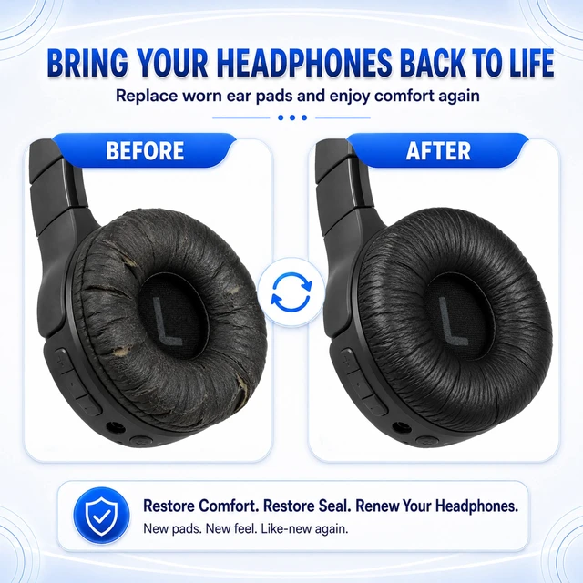 Alt view image 4 of 7 - Replacement Ear Pads for JBL Tune 600(T600BTNC 600BTNC)/660(T660NC 660NC)/670(T670NC 670NC) Headphone, Extra Thick Cushions, Ear Cups Cover, Textured PU LeatherMemory Foam Headset Earpads (Pink)