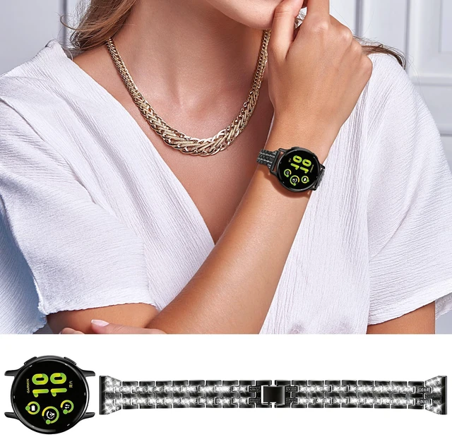 Alt view image 7 of 7 - 18mm Bling Metal Compatible with Garmin Venu 4 41mm Watch Band/Venu 3S 41mm/Vivoactive 4S/Vivomove 3S/Venu 2S/Forerunner 255S 265S, Metal Rhinestone Bling Bracelet Wristband for Women Men