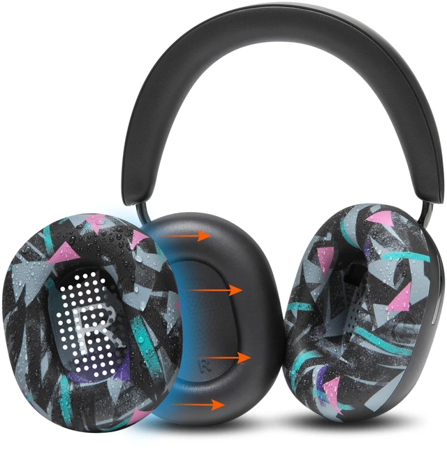 Main image of SweatZ Ace - Patented Earpad Sweat Covers for Sonos Ace Headphones Made by Wicked Cushions Made with Premium Silicone, Sweatproof & Easily Washable 90's Black